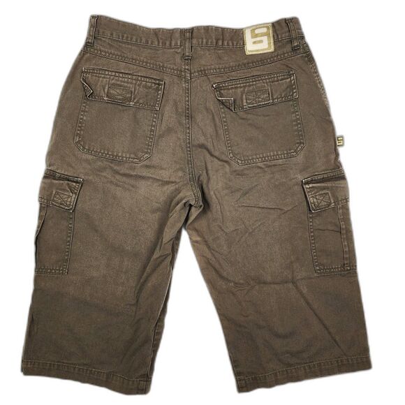 Buggirl RARE Y2K Rave 90s Long Cargo Gray Shorts Size 9 - Picture 2 of 6